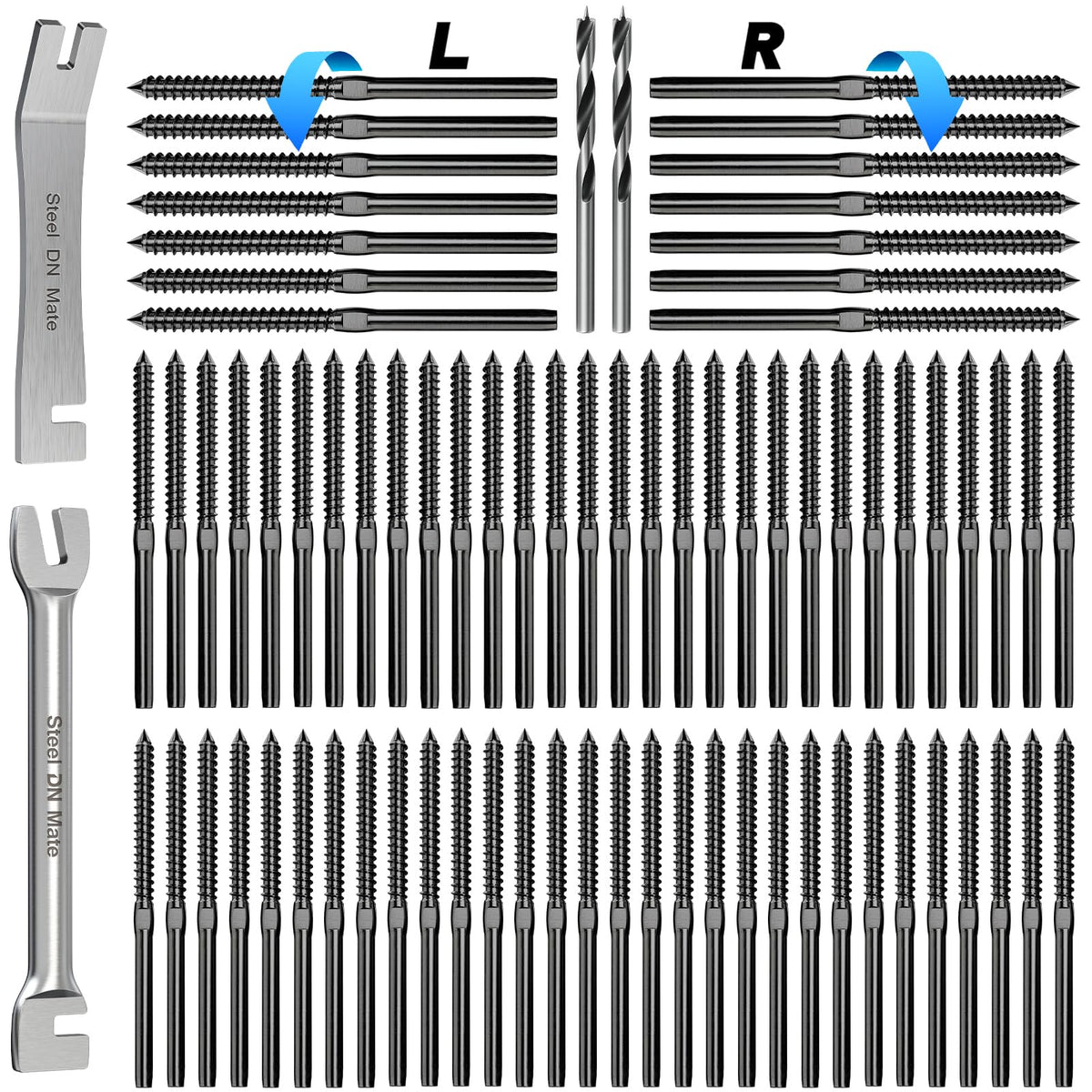 Steel DN Mate DM45 left-handed thread lag screws for wood posts