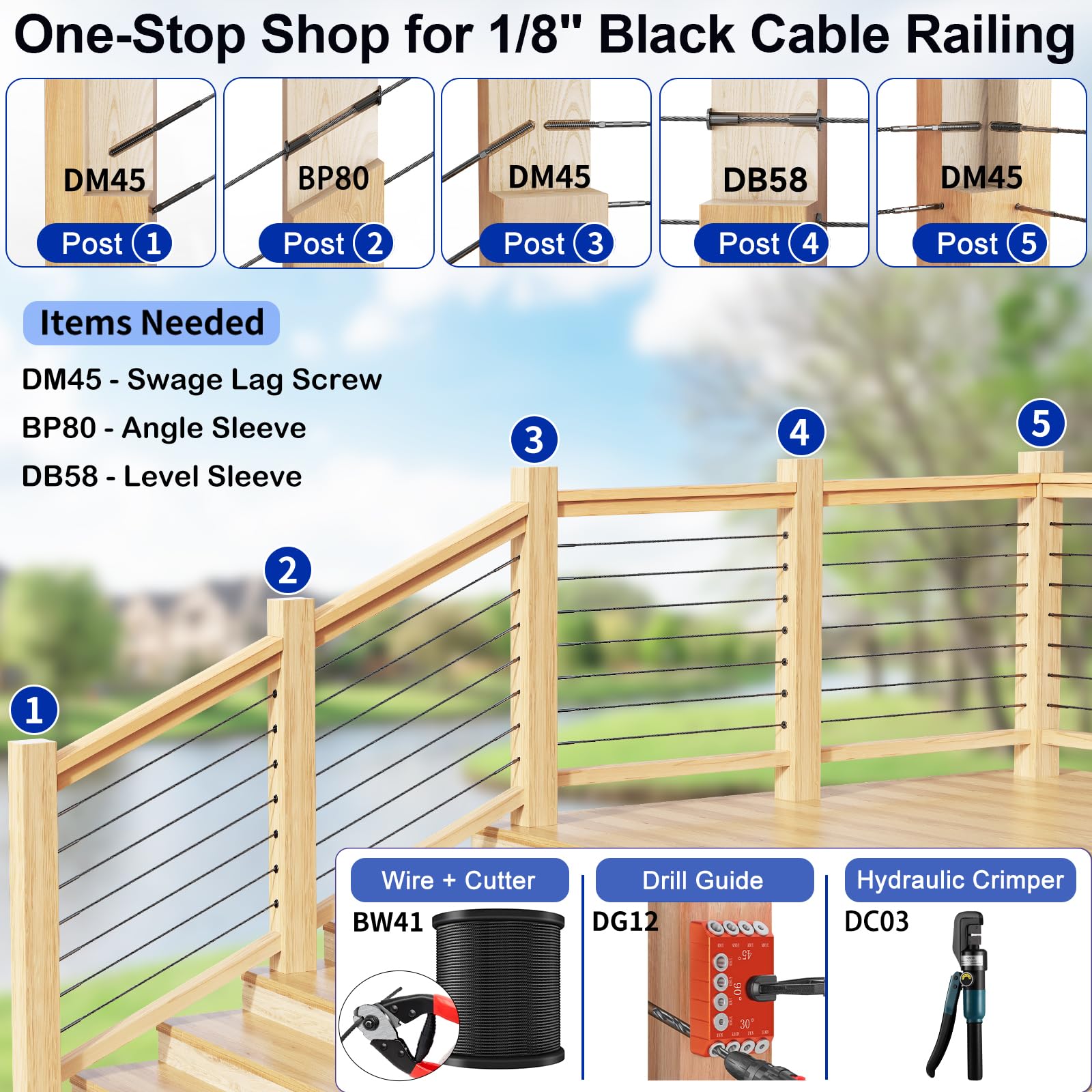 Lag screws for wood posts with 316 stainless steel durability