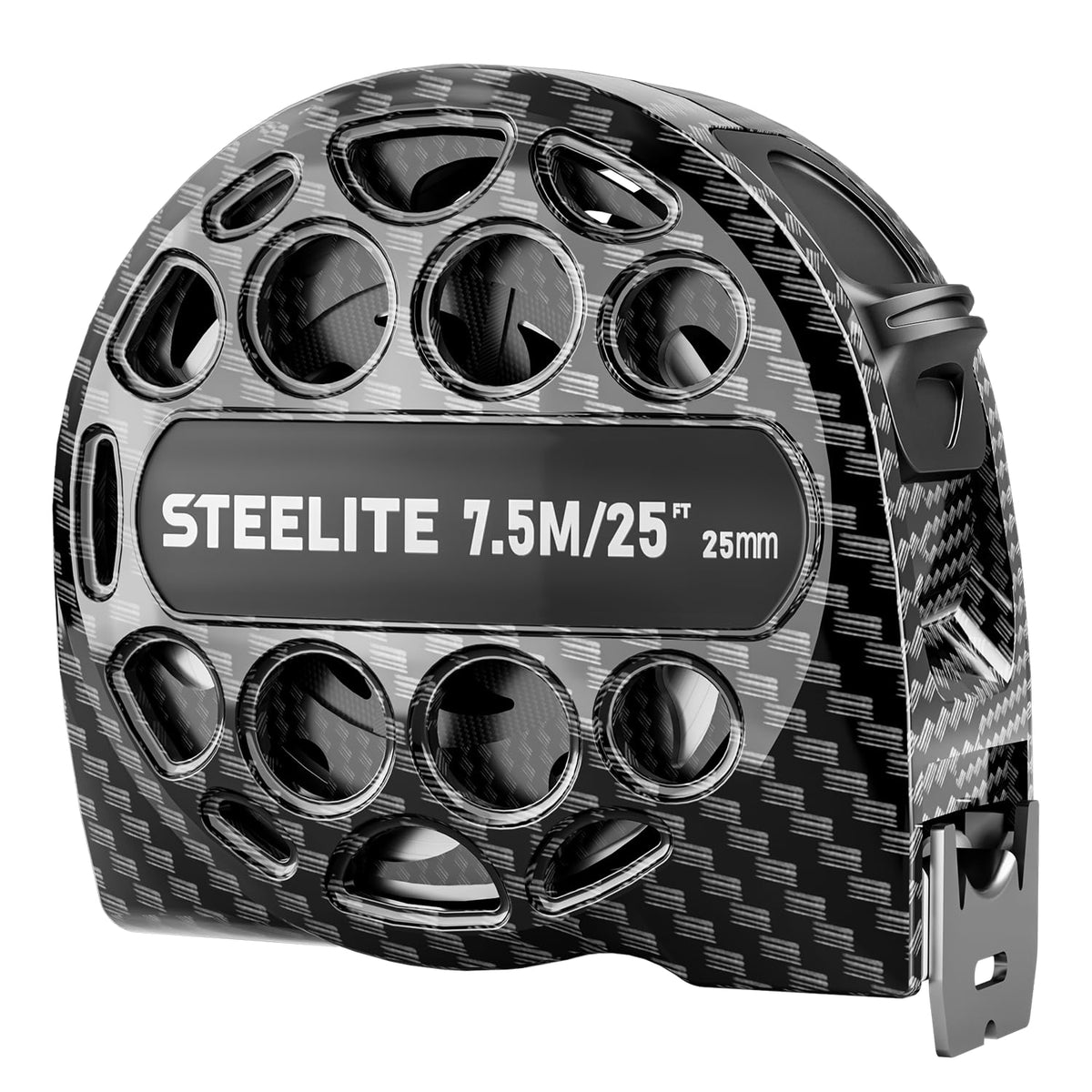 Steelite 25ft tape measure with stainless steel blade for precise indoor and outdoor use