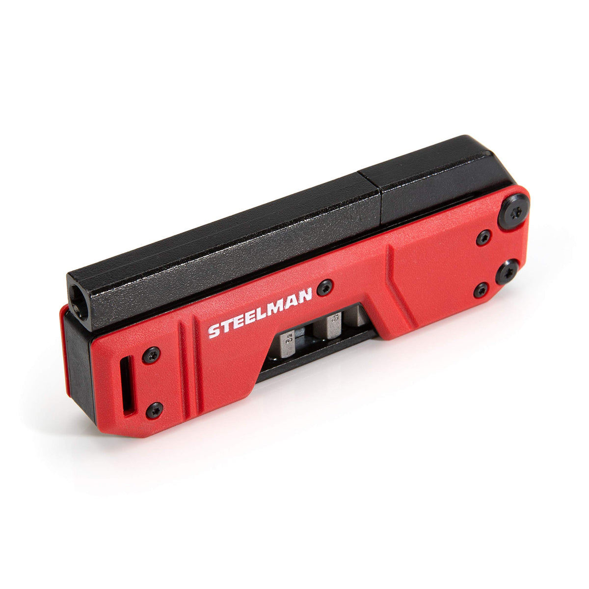 Steelman 10-in-1 pocket screwdriver folded compact for easy pocket carry.