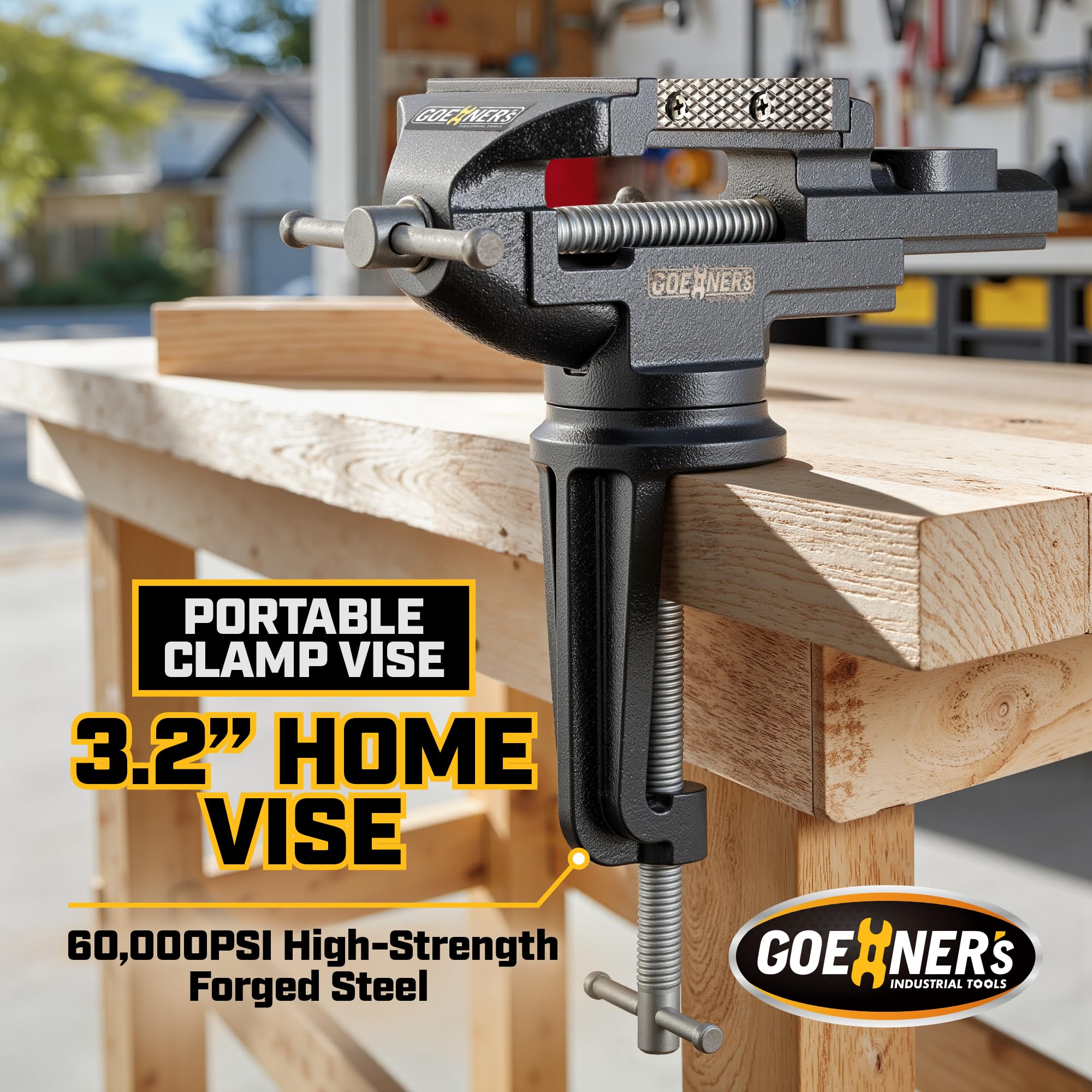 STEINBRUECKE bench vise with 360-degree swivel base for versatile angles