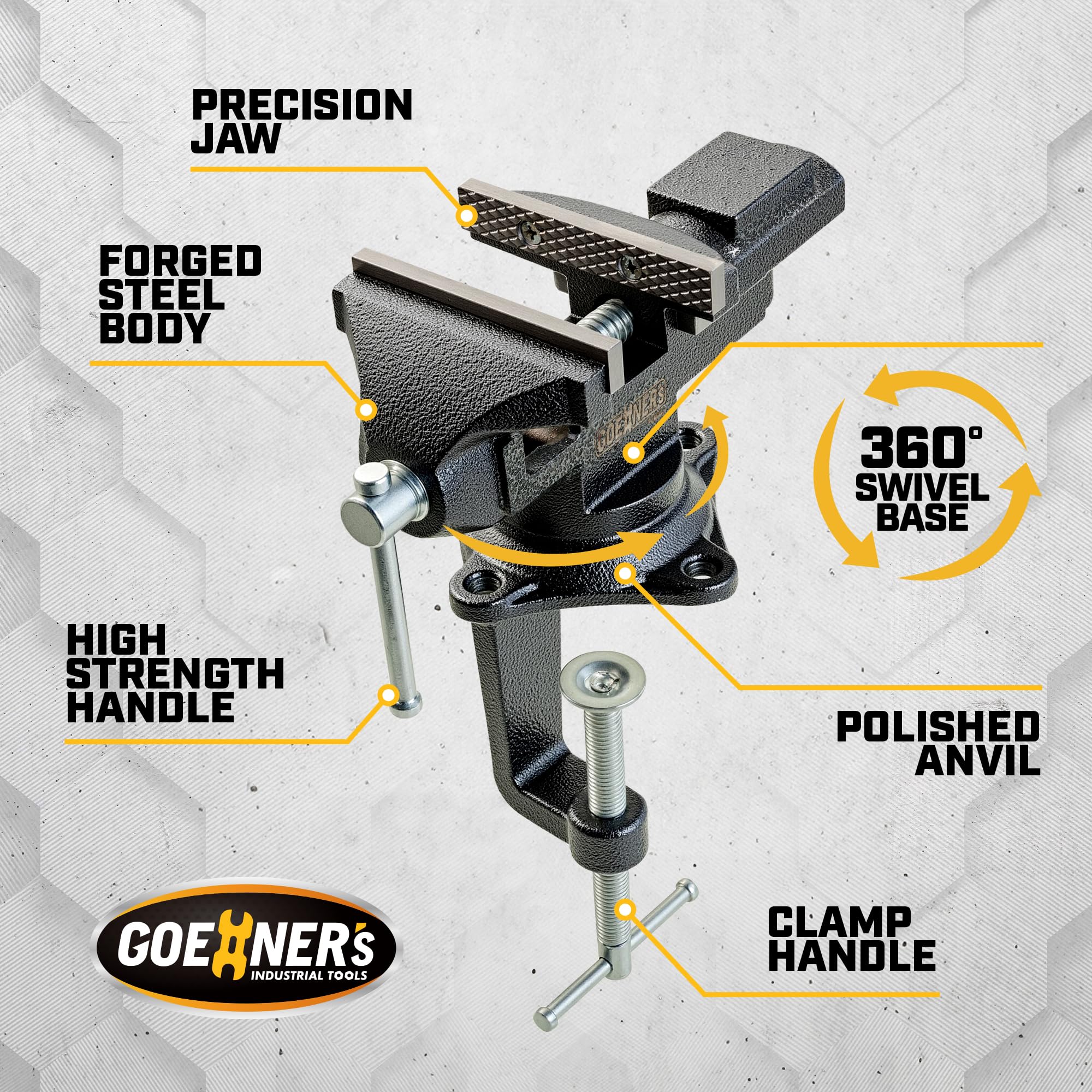 Steinbruecke dual-purpose vise base clamp up to 4 inches for thicker stock.