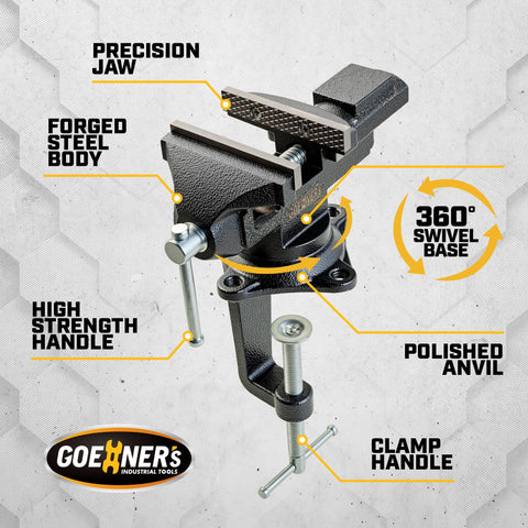 Steinbruecke dual-purpose vise base clamp up to 4 inches for thicker stock.