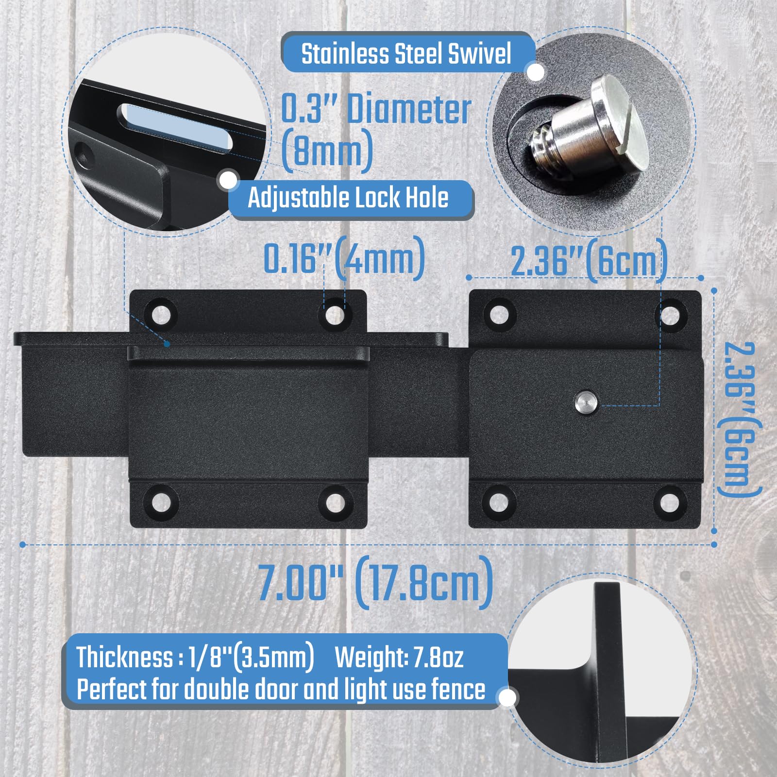 Steinwhale adjustable padlock hole enables flexible security with padlocks under 0.3 inches.