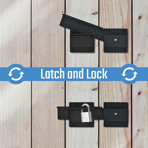Steinwhale gate latch two mounting plates reinforce durability on wooden fences.