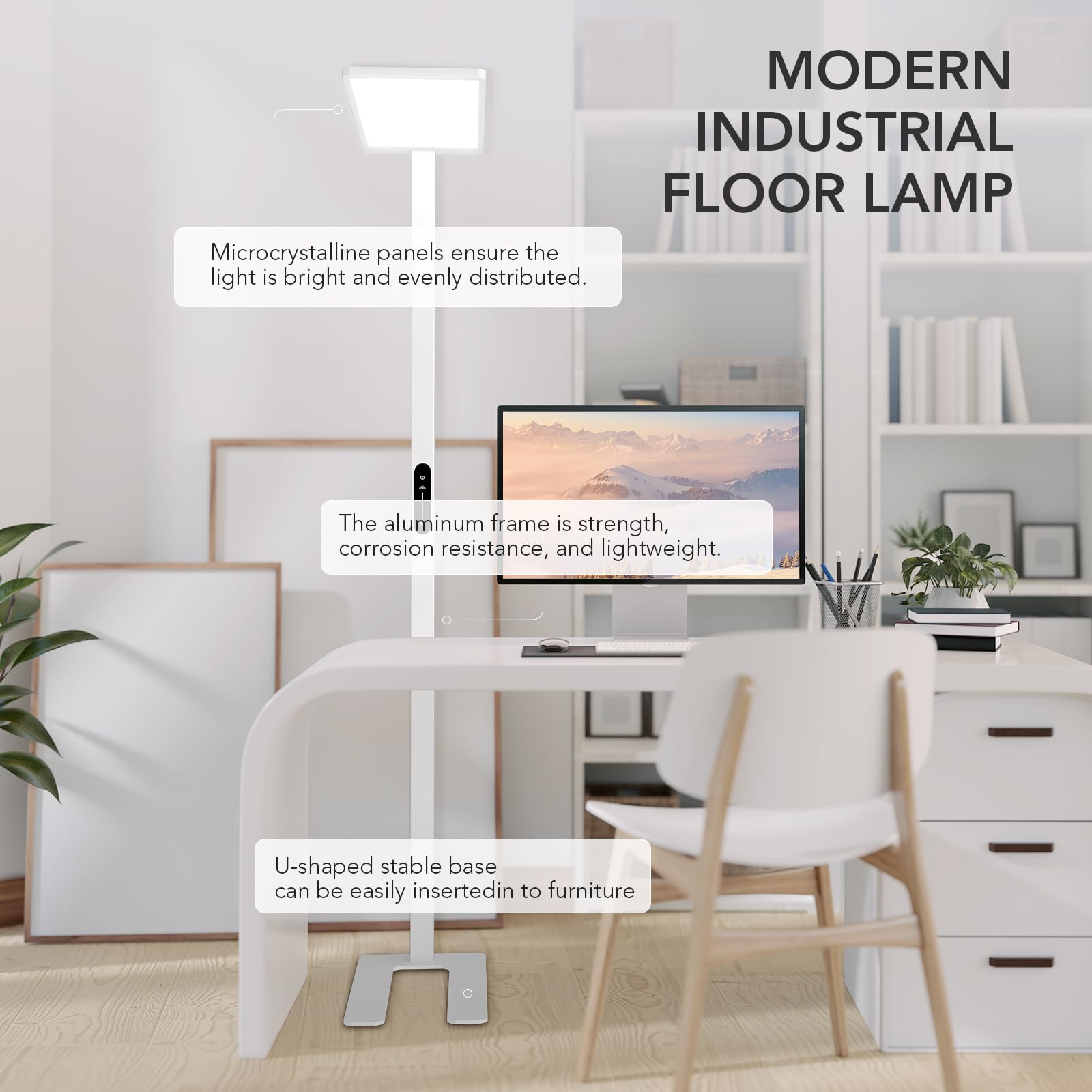 STERREN 120W LED floor lamp sturdy base minimizes wobble and keeps corners tidy