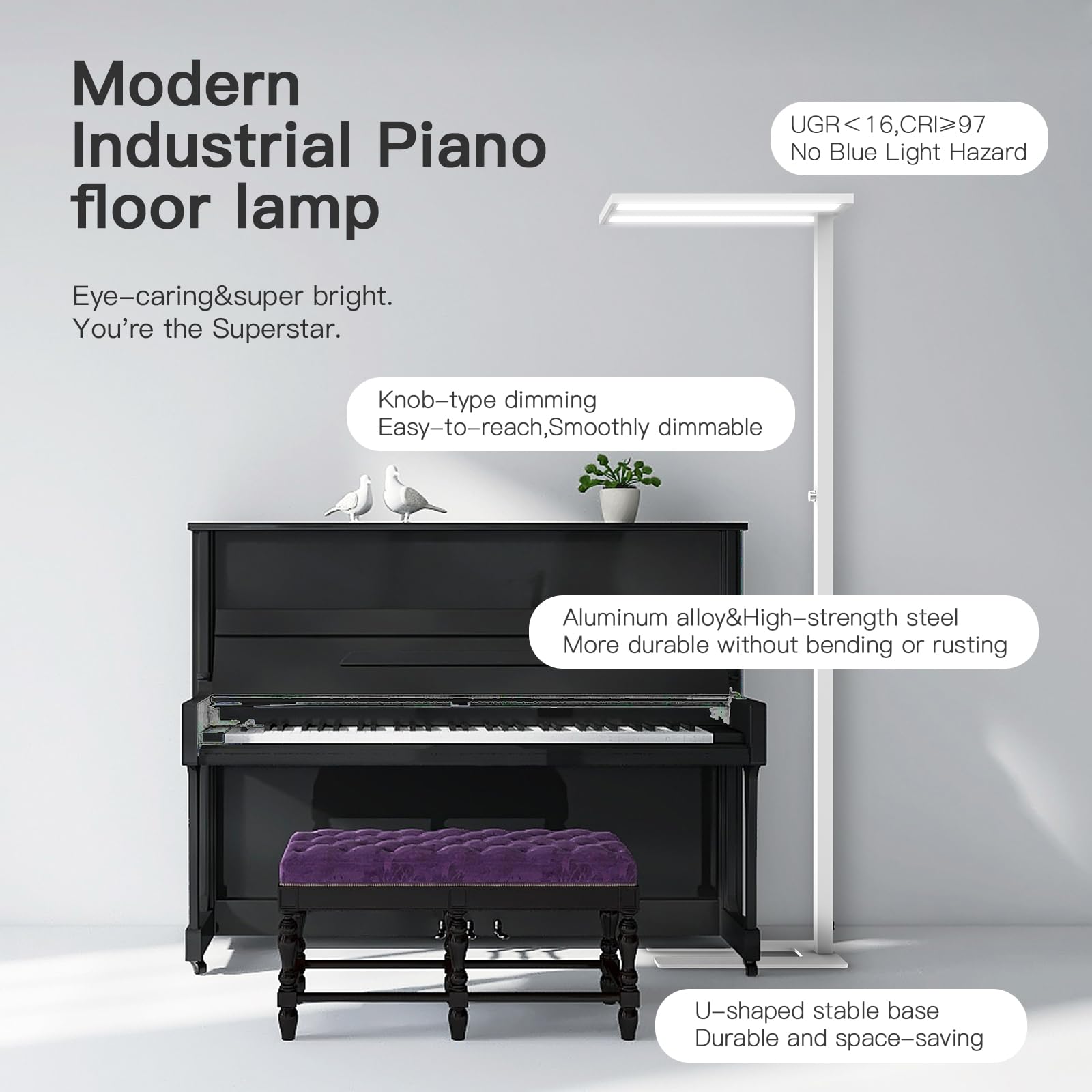 STERREN 76-inch tall stand features a slim, stable profile for space-saving setup.