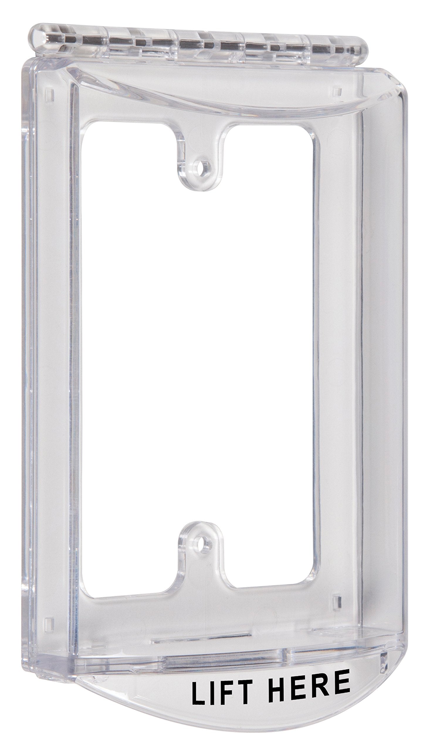 STI-6519 single-gang clear cover close-up protects outlets from vandalism