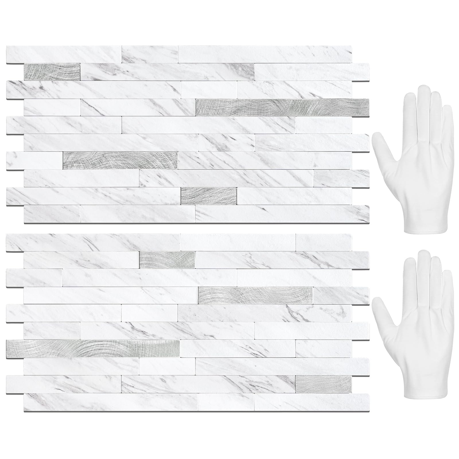 STICKGOO 20-sheets backsplash tiles in white marble look for a quick kitchen upgrade