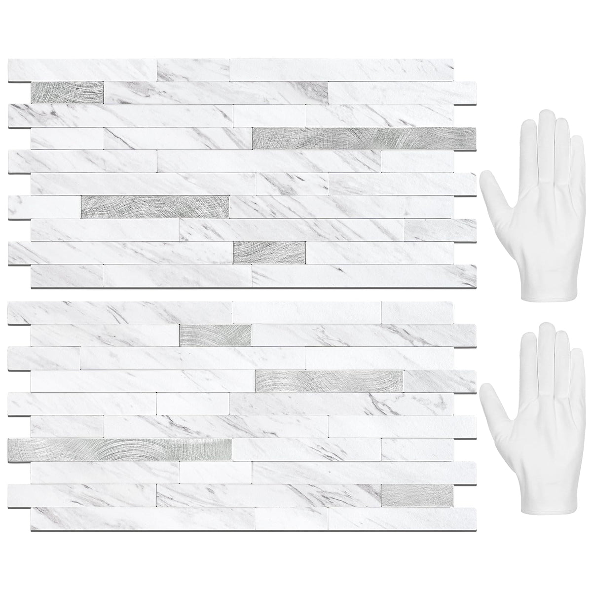 STICKGOO 20-sheets backsplash tiles in white marble look for a quick kitchen upgrade