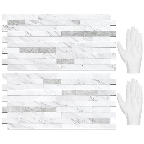 STICKGOO 20-sheets backsplash tiles in white marble look for a quick kitchen upgrade