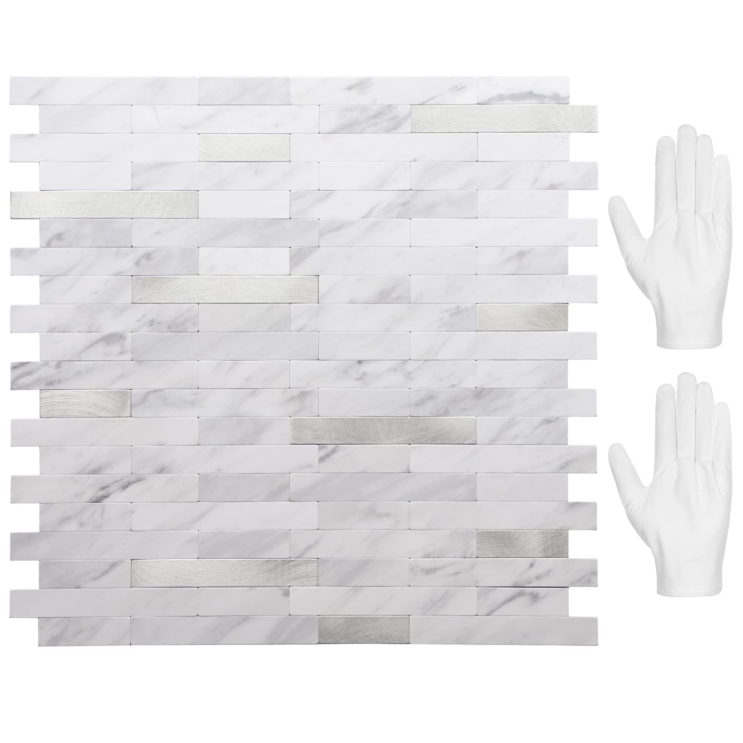 STICKGOO white marble with metal silver backsplash tiles for a modern kitchen upgrade