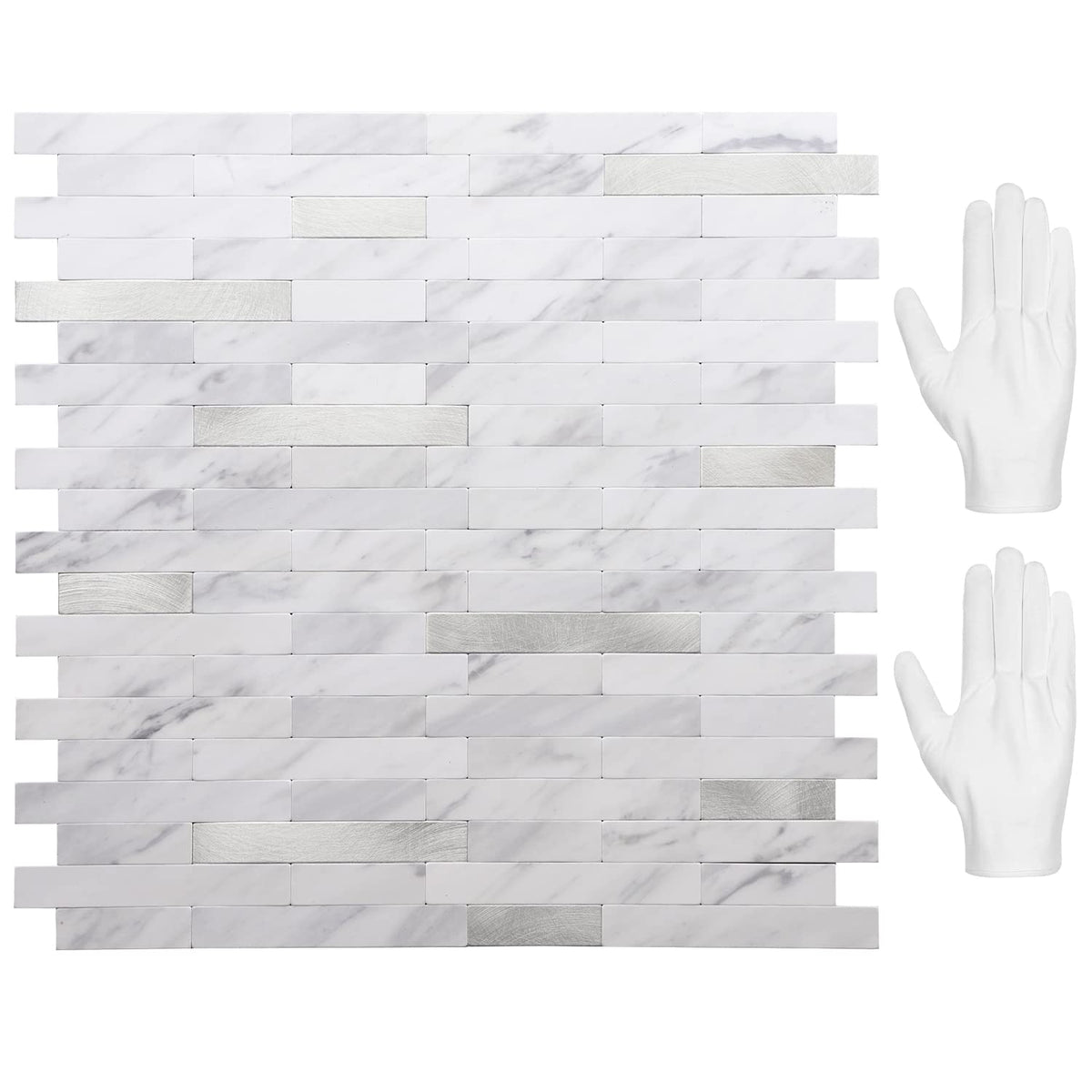 STICKGOO white marble with metal silver backsplash tiles for a modern kitchen upgrade