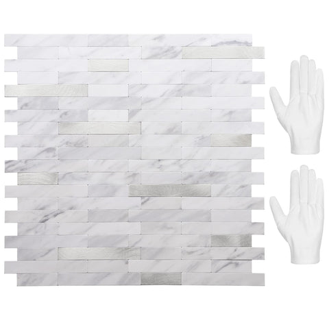 STICKGOO white marble with metal silver backsplash tiles for a modern kitchen upgrade
