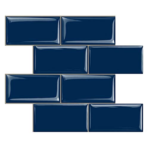 stickgoo deep blue subway tile pack for a bold kitchen backsplash.