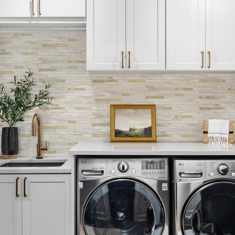 STICKGOO DIY backsplash upgrade with a simple peel-and-stick application.