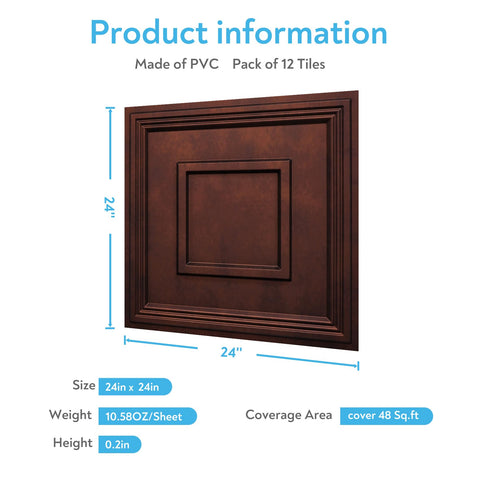 STICKGOO easy-install ceiling tile 24x24 antique copper for quick upgrades