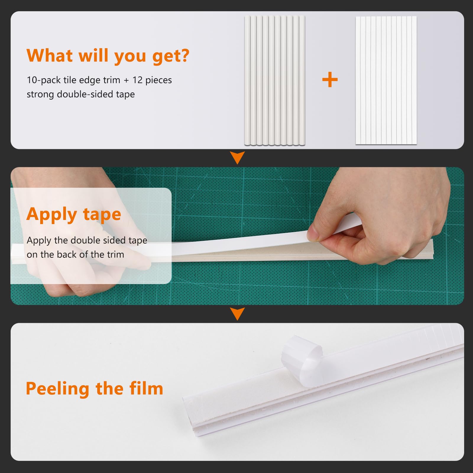 STICKGOO edge trim versatile for PVC tiles and backsplashes.