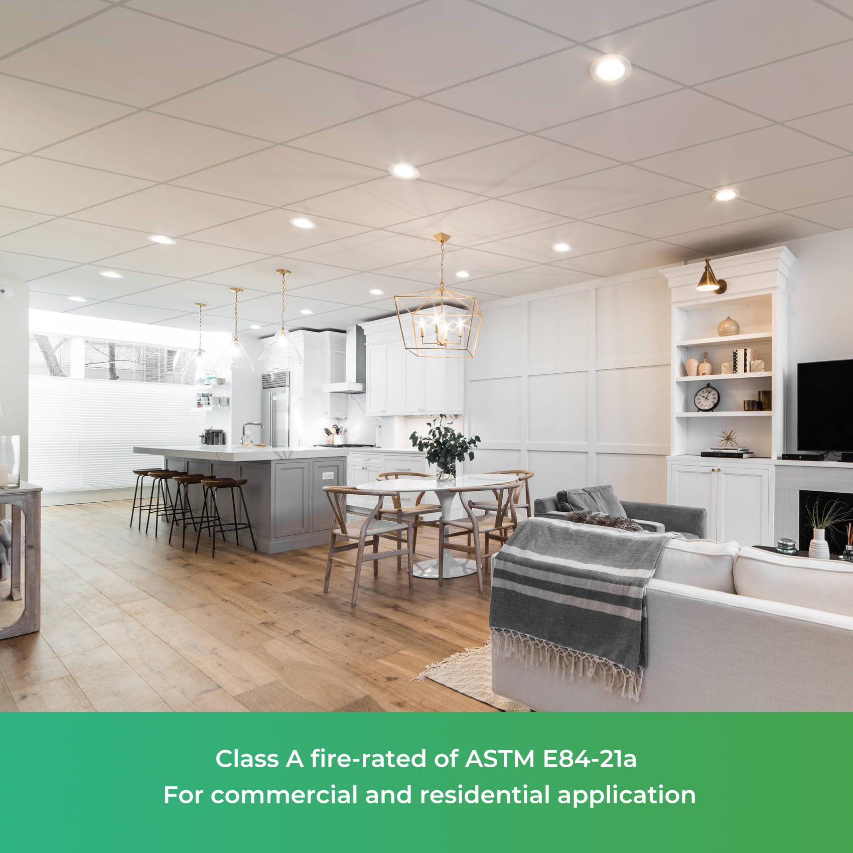 StickGOO fire-rated tile adds Class A safety for ceilings