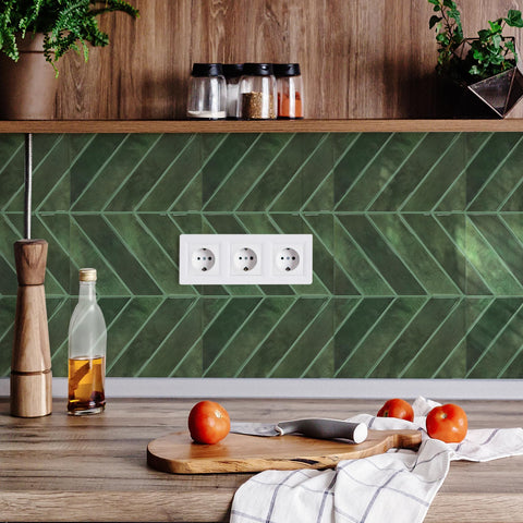 STICKGOO green kitchen backsplash renders clean lines with waterproof protection