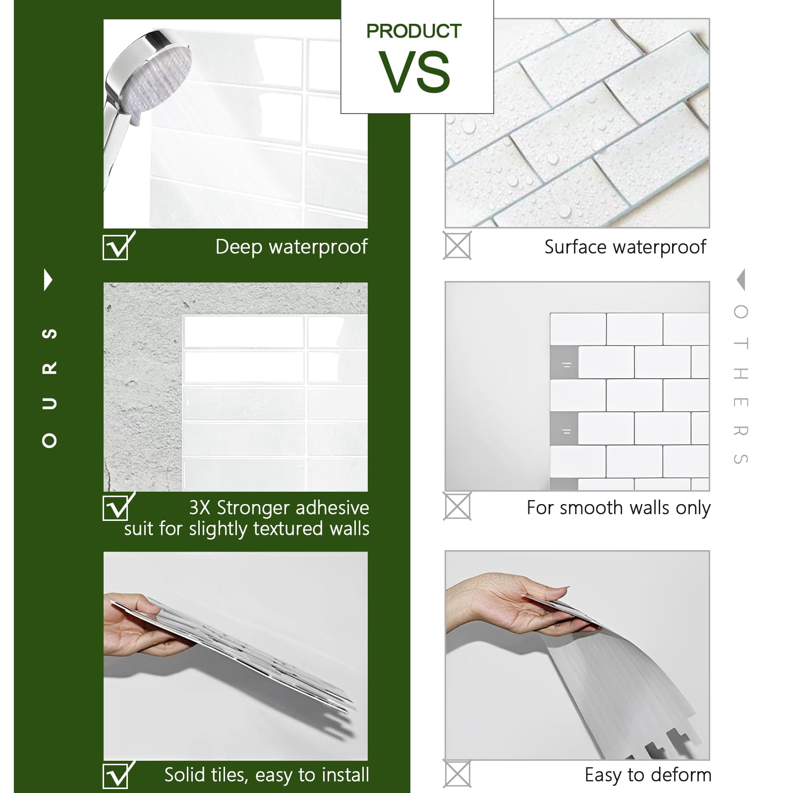 STICKGOO kitchen island wall application with interlocking tiles.
