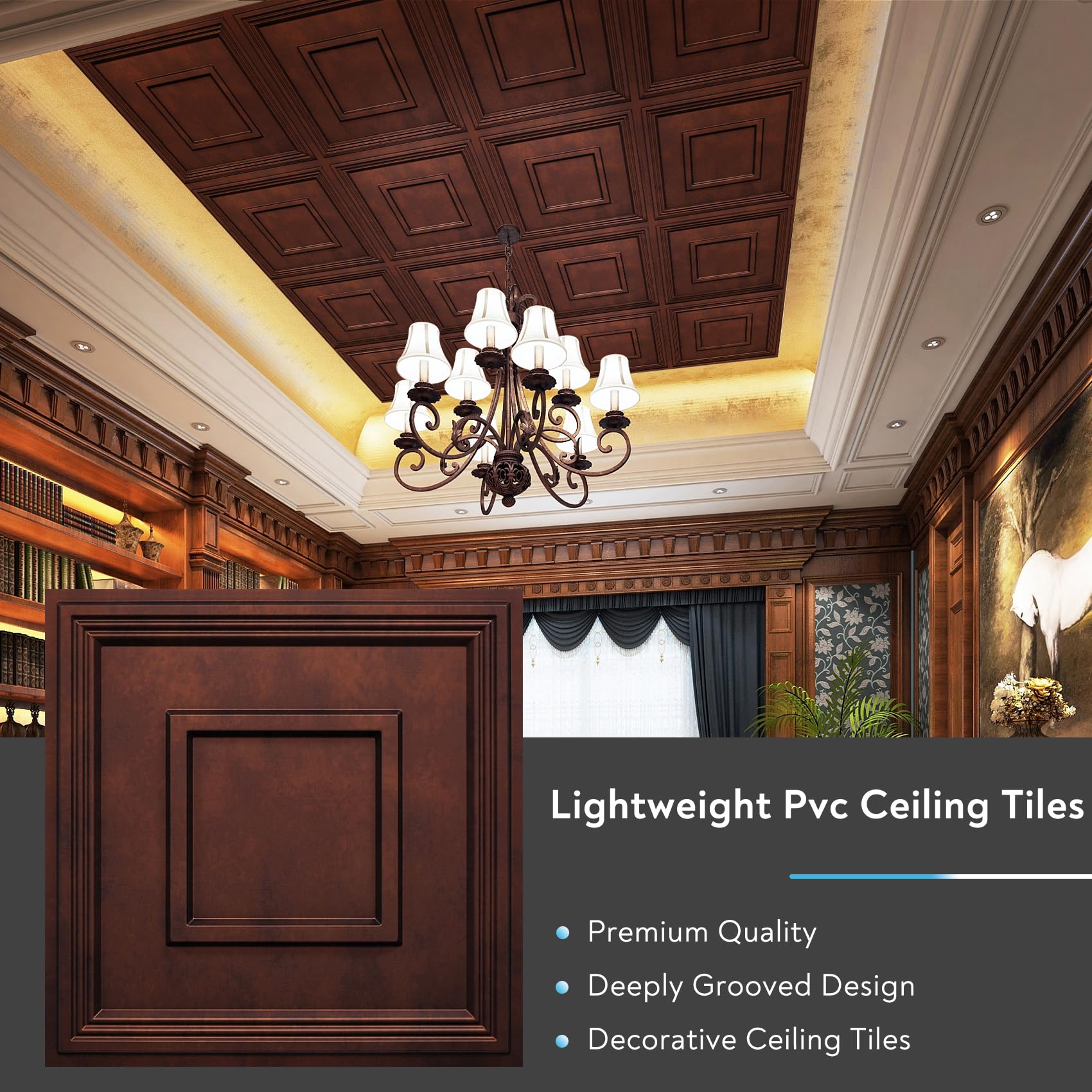 STICKGOO waterproof and paintable ceiling tile antique copper in real spaces