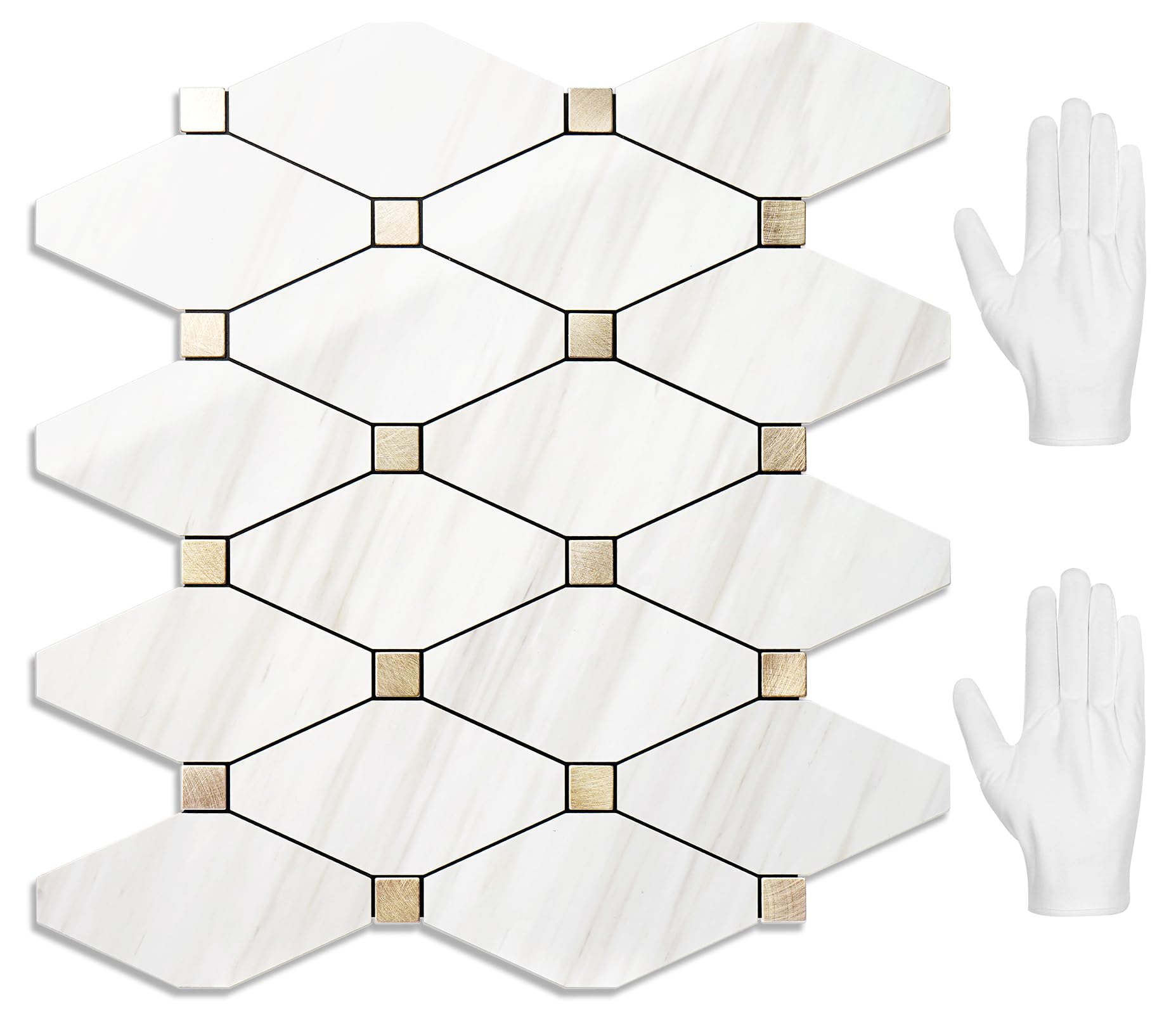 STICKGOO polished dolomite backsplash tiles add durable shine to your kitchen walls.