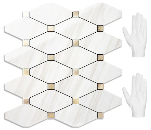 STICKGOO polished dolomite backsplash tiles add durable shine to your kitchen walls.