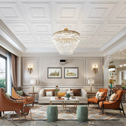 STICKGOO 3D grooved ceiling tile enhances space texture, suitable for offices