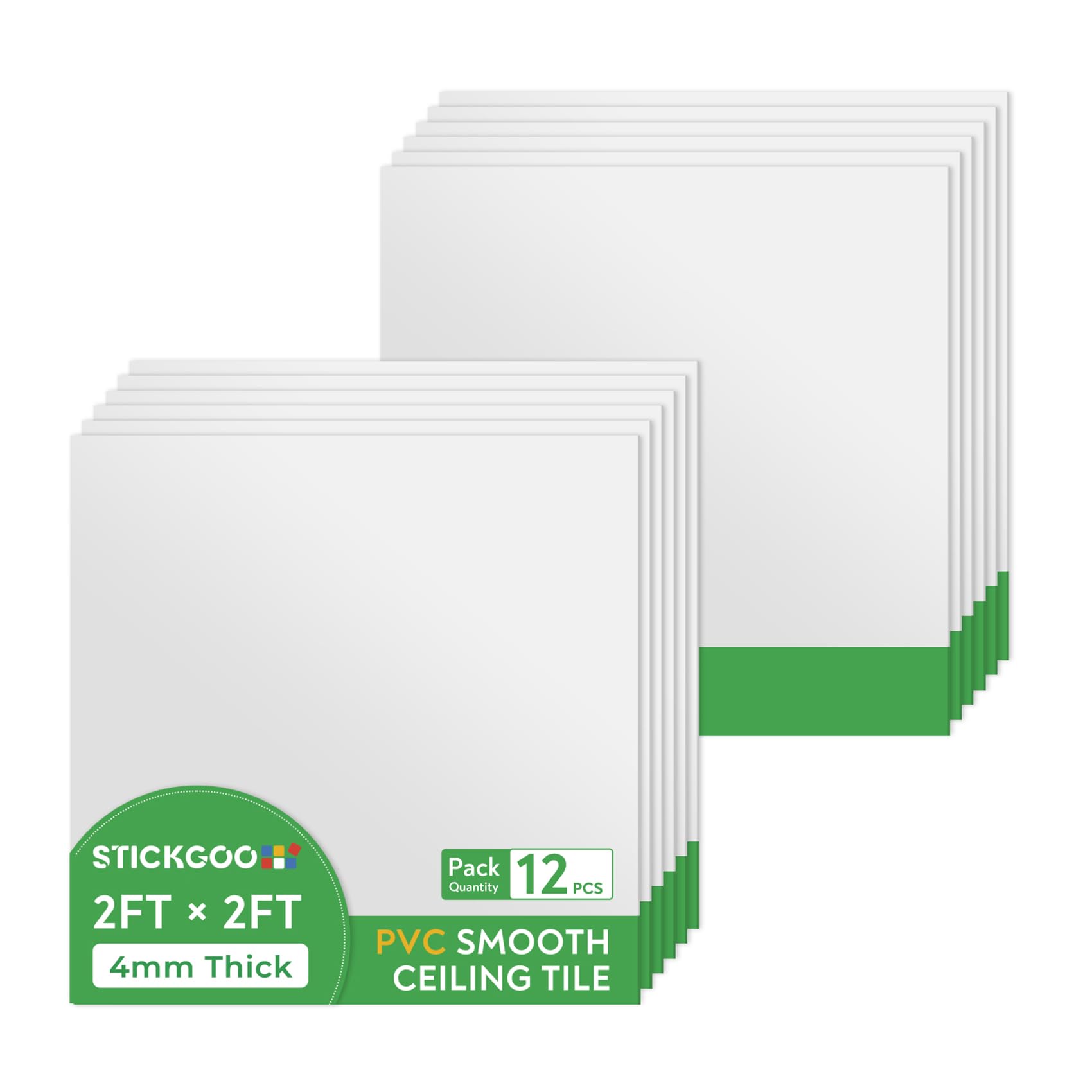 StickGOO smooth drop ceiling tile with white finish for modern rooms