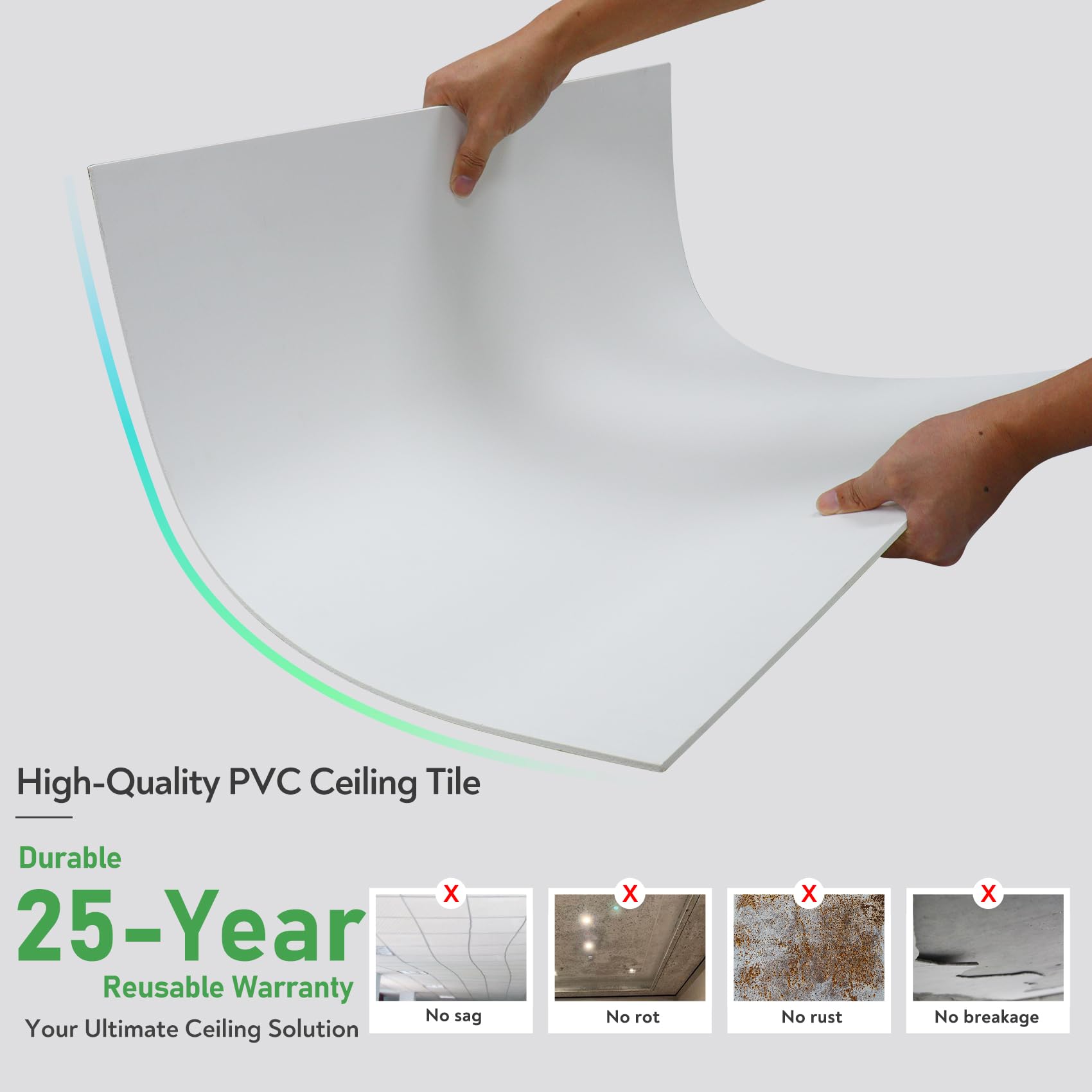 Stickgoo square-edge tiles allow precise openings for vents and lights.