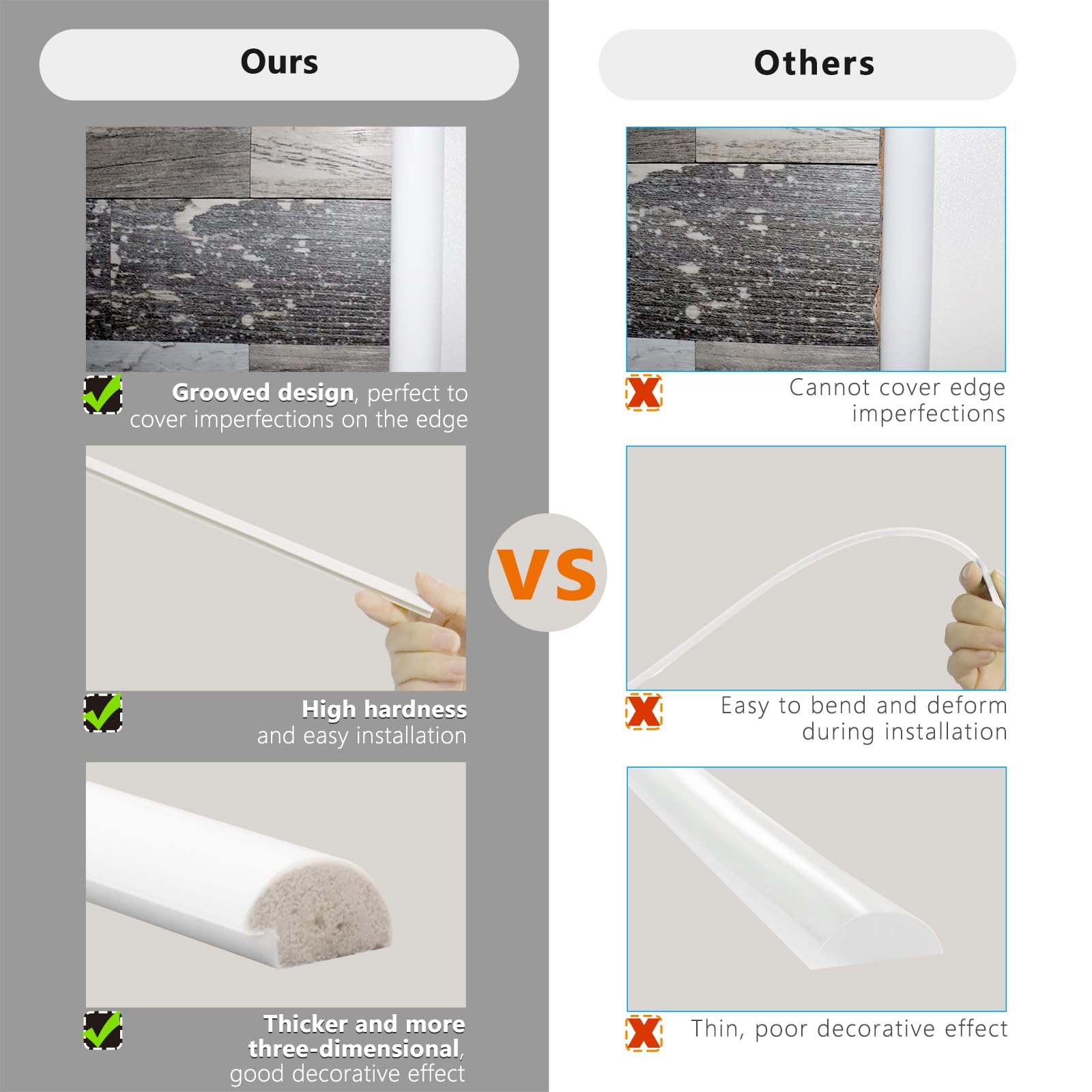 STICKGOO trim includes strong double-sided tape for simple peel-and-stick.