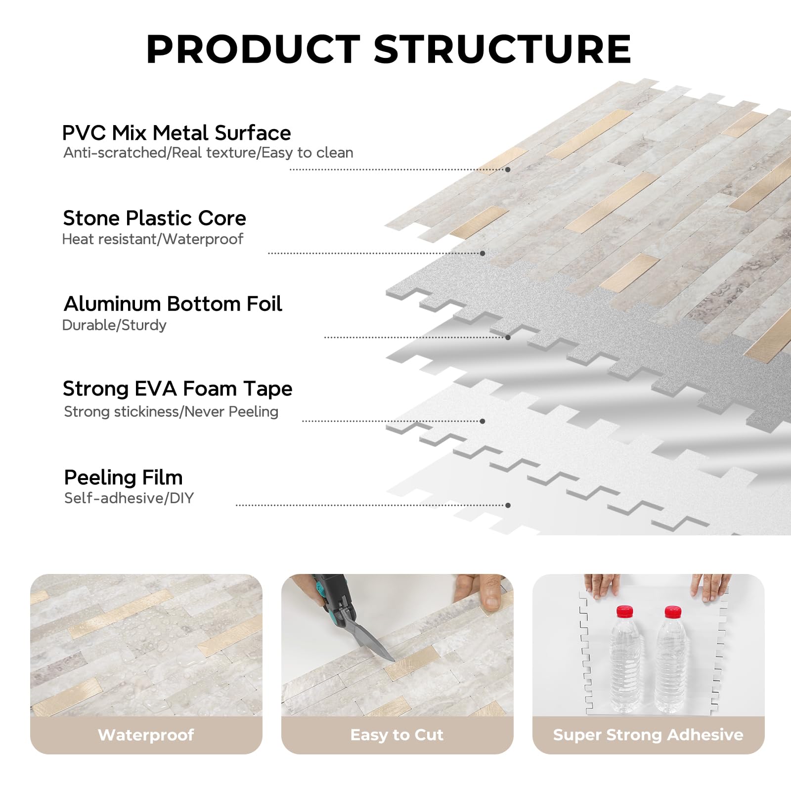 STICKGOO backsplash is waterproof and heat resistant for kitchen use.