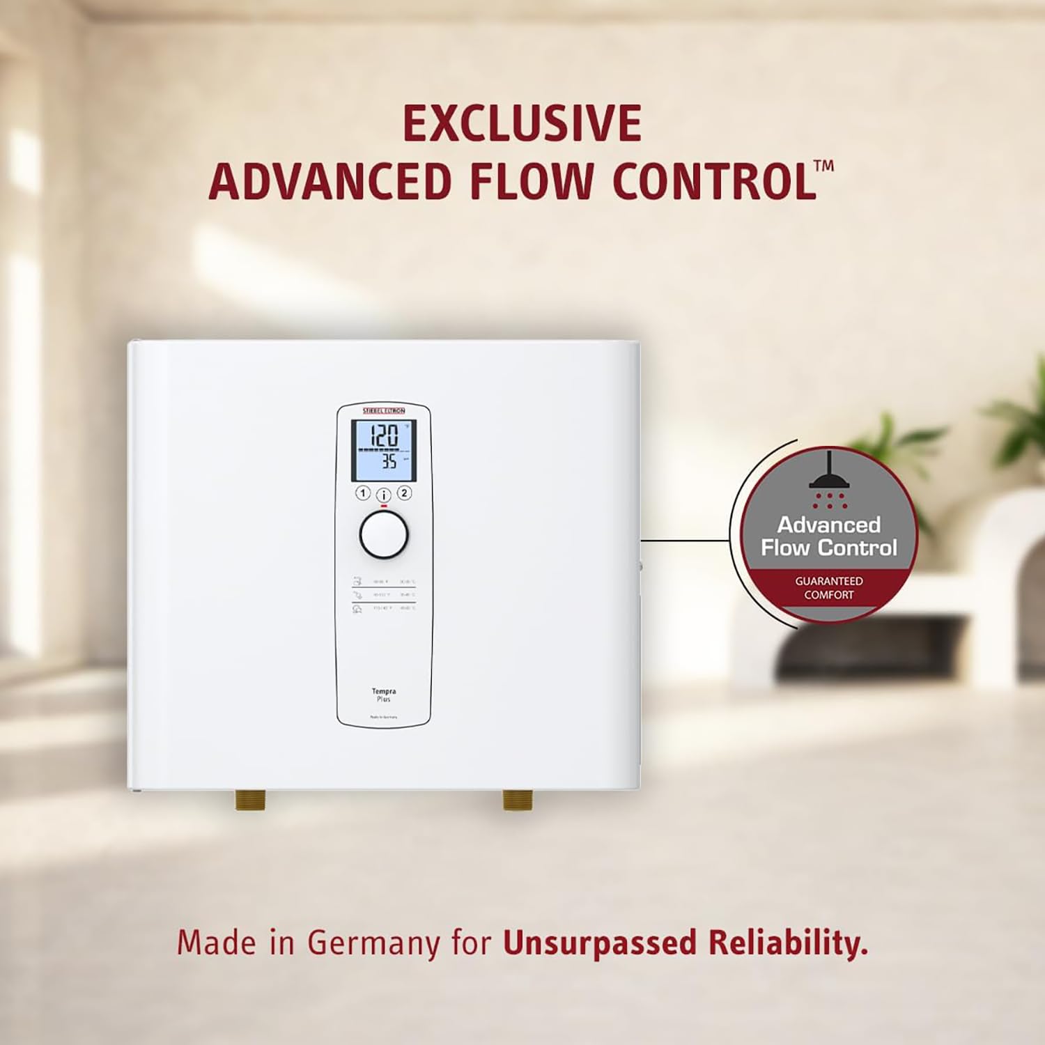 Stiebel Eltron Tempra 29 Plus two temperature memory presets depicted