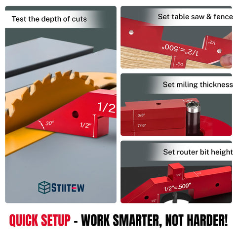 STIITEW table saw height gauge enabling repeatable blade height