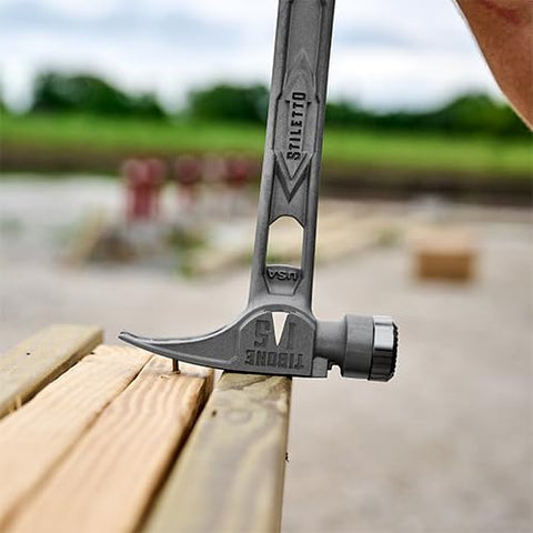 Stiletto TiBone titanium hammer in rugged remodeling and framing tasks