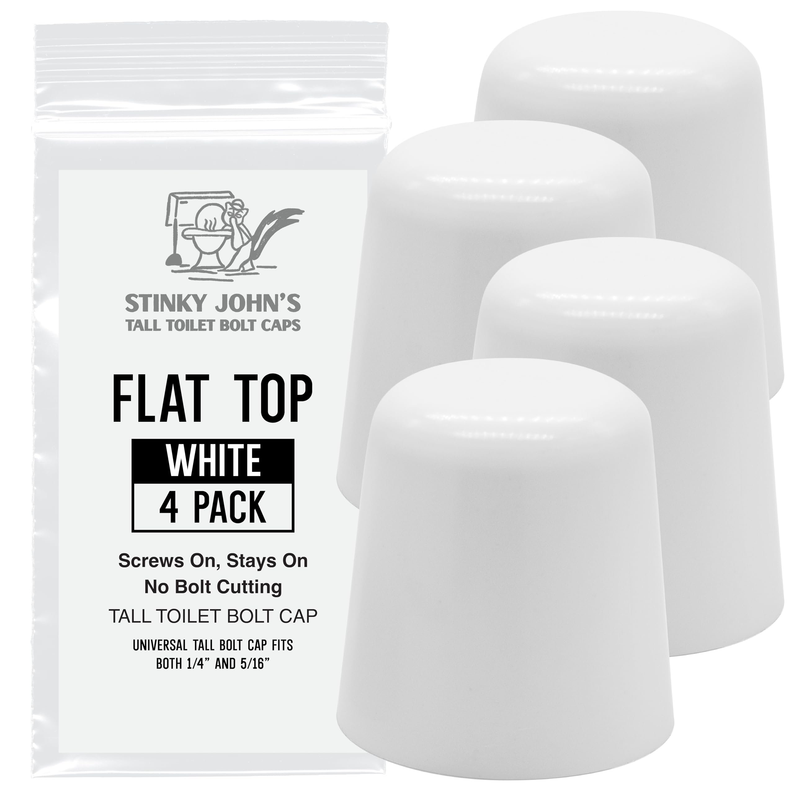 Stinky John's Tall Bolt Caps 4-pack ready for universal bolts