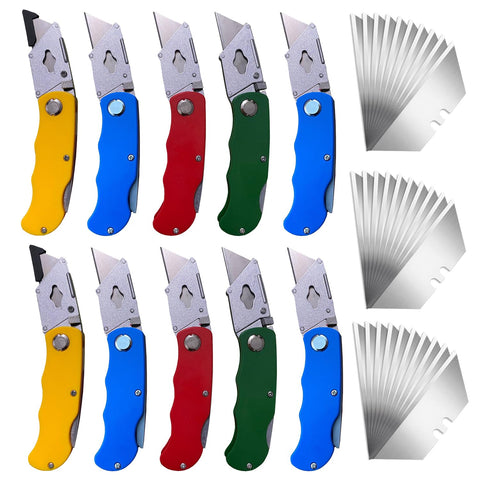 STINO 10-pcs folding knife with ergonomic handle for precise craft cuts.
