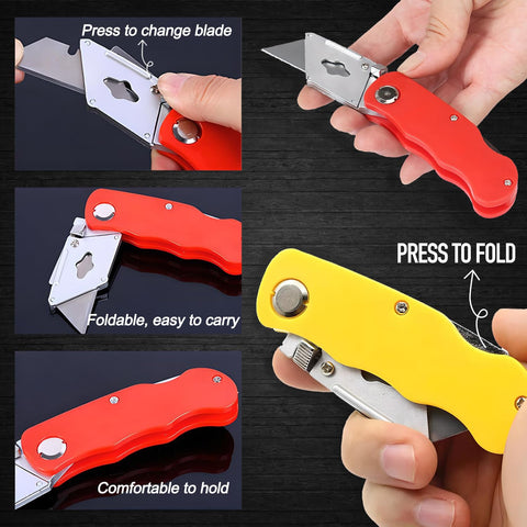 STINO heavy-duty retractable box cutter keeps blades safe when not in use.