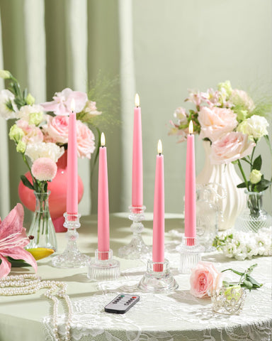 Stmarry pink flameless taper candles with 3D flame deliver lifelike flicker.