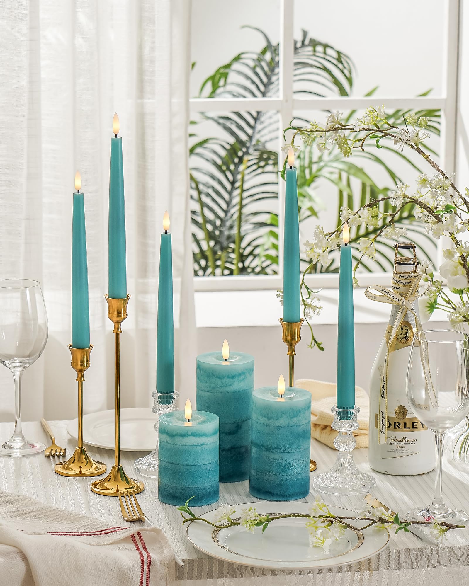 Stmarry teal candle long runtime suitable for all-night ambience.