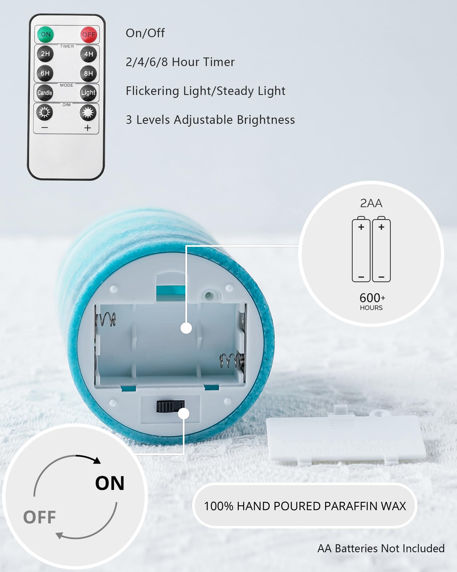 Stmarry teal flameless candle odor-free for allergy-friendly spaces.