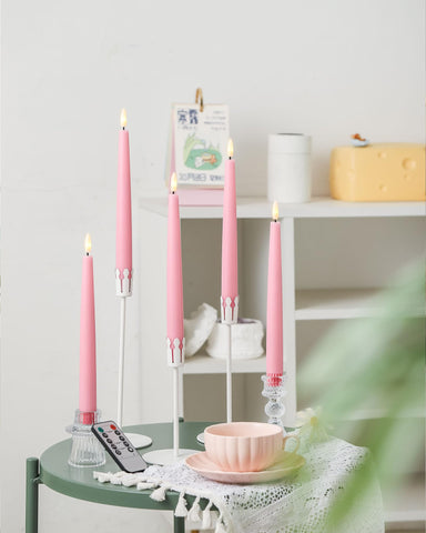 Stmarry three-pack pink candles ready for centerpiece arrangements.
