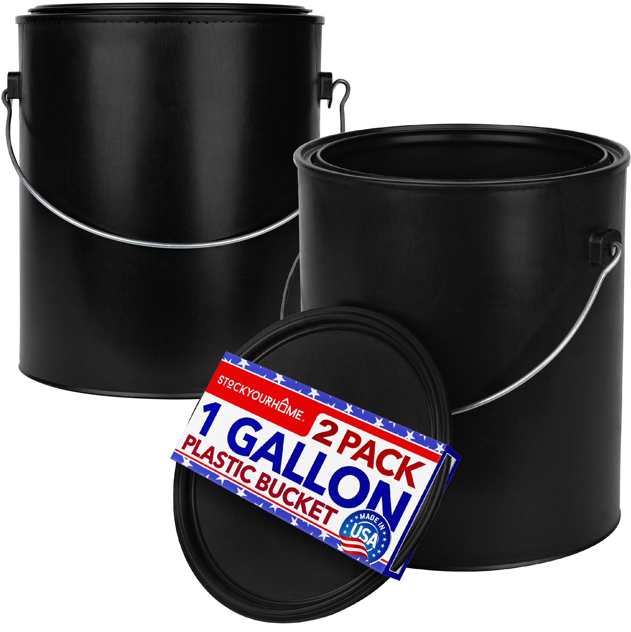 Stock Your Home all-plastic paint can 2-pack with lids for safe storage.