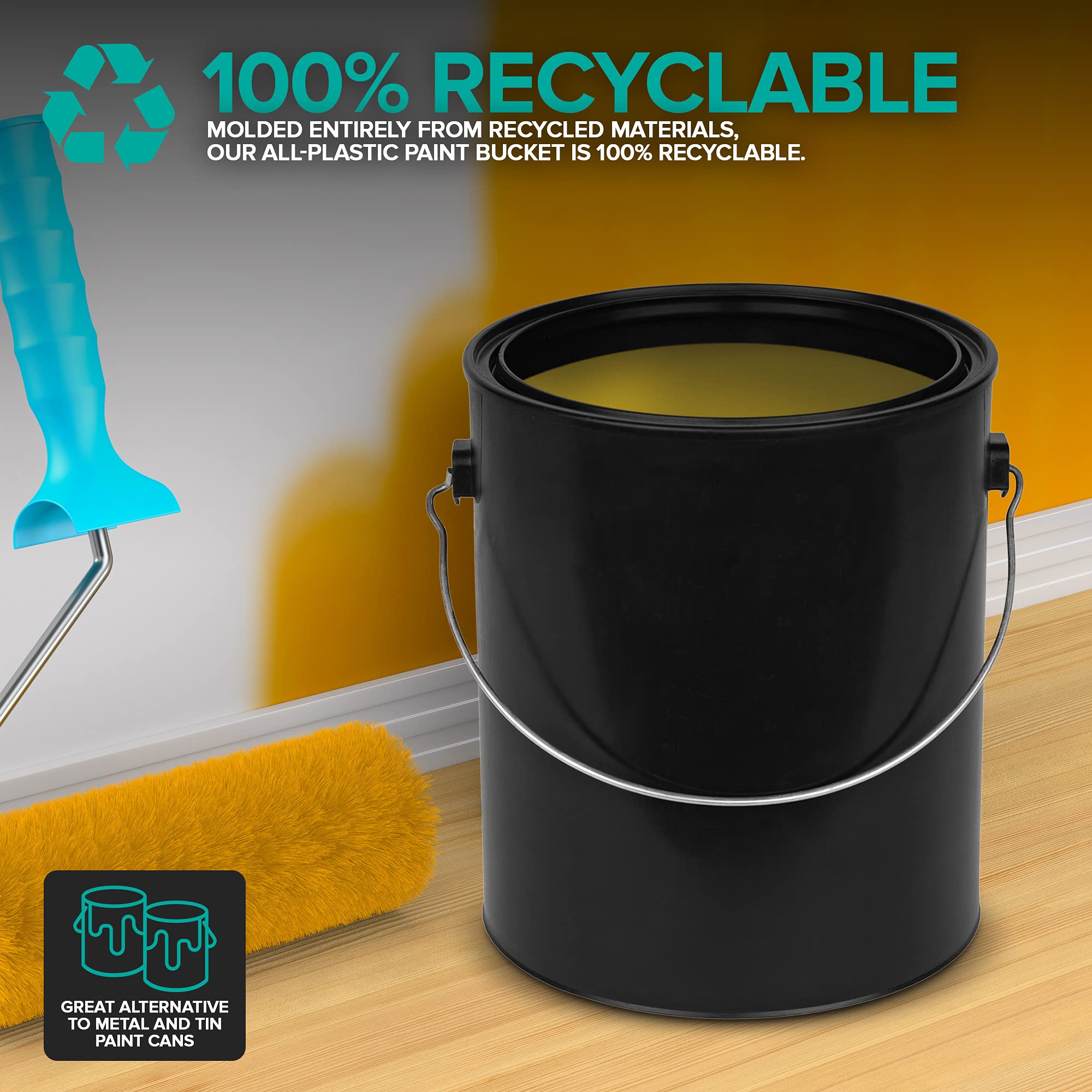 Bail handle provides easy maneuvering for loading and carrying.