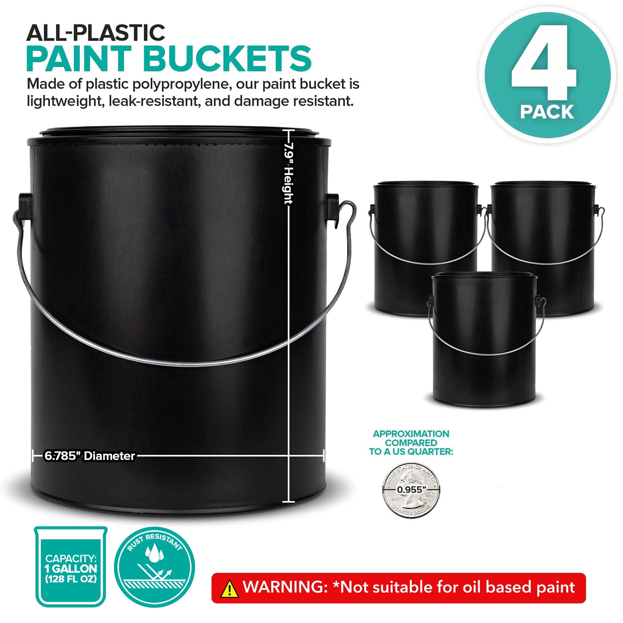 Stock Your Home one-gallon paint bucket with ears and metal handle for easy transport.
