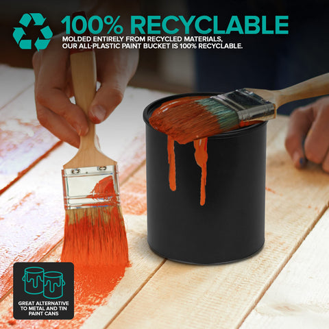 Stock Your Home primers and coatings stored in 1-quart buckets for organized workflow.
