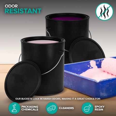 Recyclable plastic paint can offers eco-friendly storage.