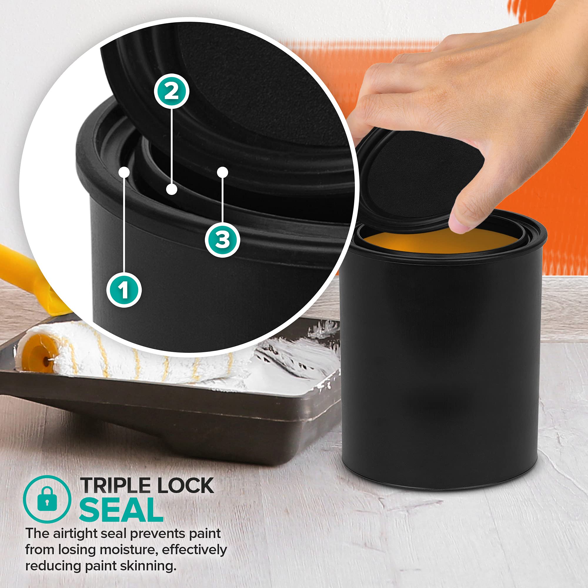 Stock Your Home rust-proof plastic 32 oz paint can ready for coatings storage.