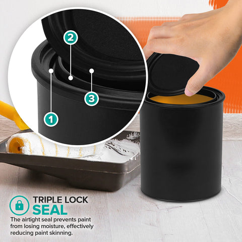Stock Your Home rust-proof plastic 32 oz paint can ready for coatings storage.
